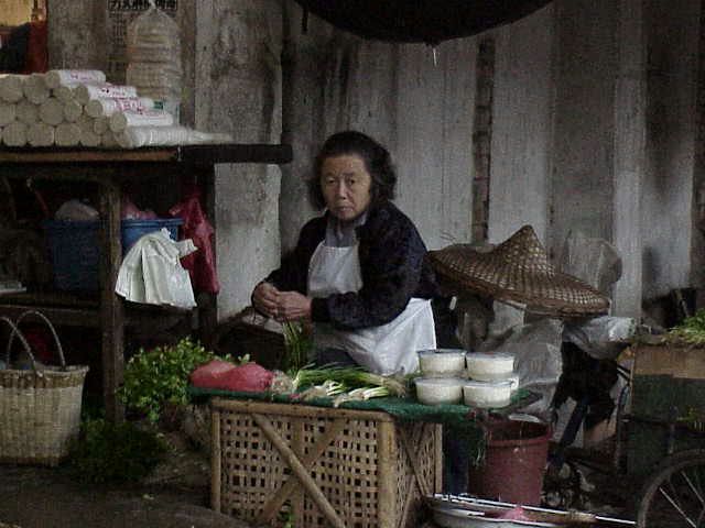    Woman selling vegetables  Market  Guilin